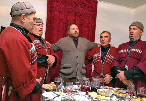 UNESCO-listed polyphonic singing is a prelude to this Georgian feast in Svaneti. Photo credit: Mariana Noble