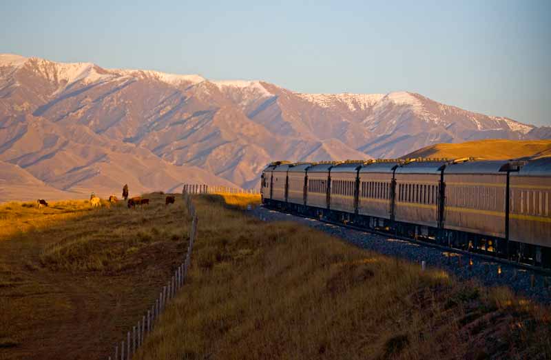 The Golden Eagle private train rolls through Central Asia