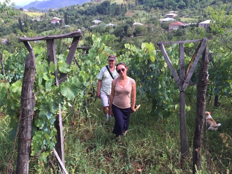 Walking through the vineyards in Georgian wine country. Photo credit: John Wurdeman