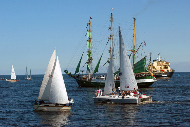 Boats sailing on Latvian waters.