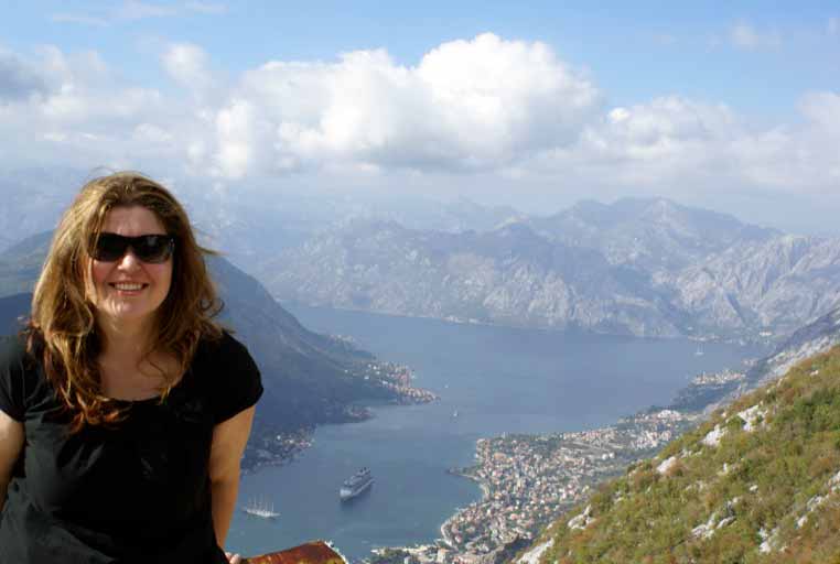 Joanna on her visit to view Kotor Bay, Montenegro.  Photo credit: Joanna Millick