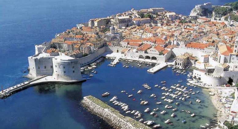 Bird's-eye view of Dubrovnik's Old Town and massive stone walls. Photo credit: Croatian Tourist Board