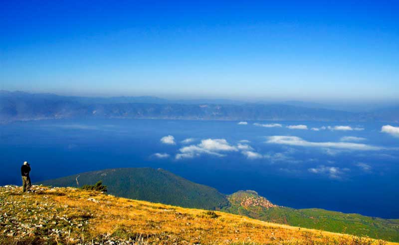 Admiring Lake Ohrid from the mountains of Galicica National Park