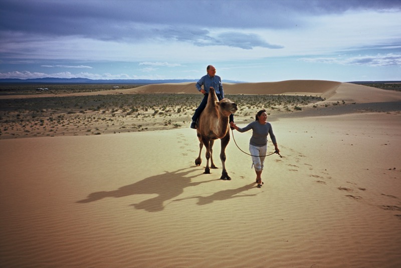 Off for a camel ride in the Mongolian desert. Photo credit: Michel Behar