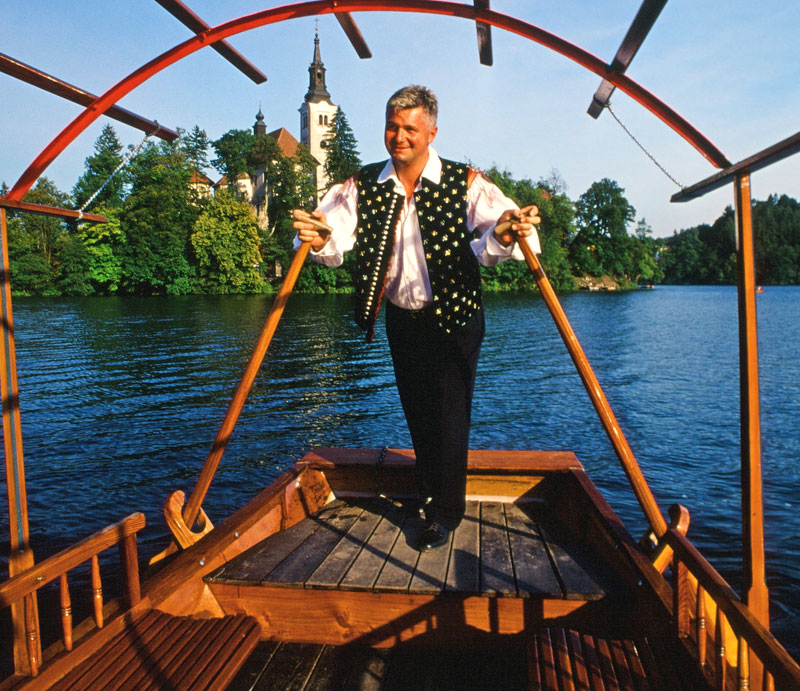 A boat ride on Lake Bled, Slovenia. Photo credit: Peter Guttman
