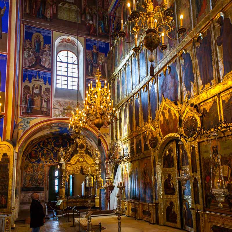 Inside the masterful Cathedral of the Transfiguration of the Savior at the Suzdal monastery. Photo credit: Jonathan Irish