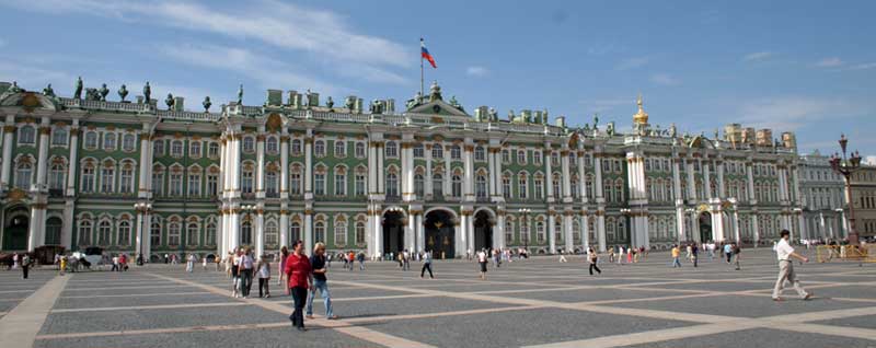 Approaching the majestic Hermitage from Palace Square, St. Petersburg, Russia. Photo credit: James Beers