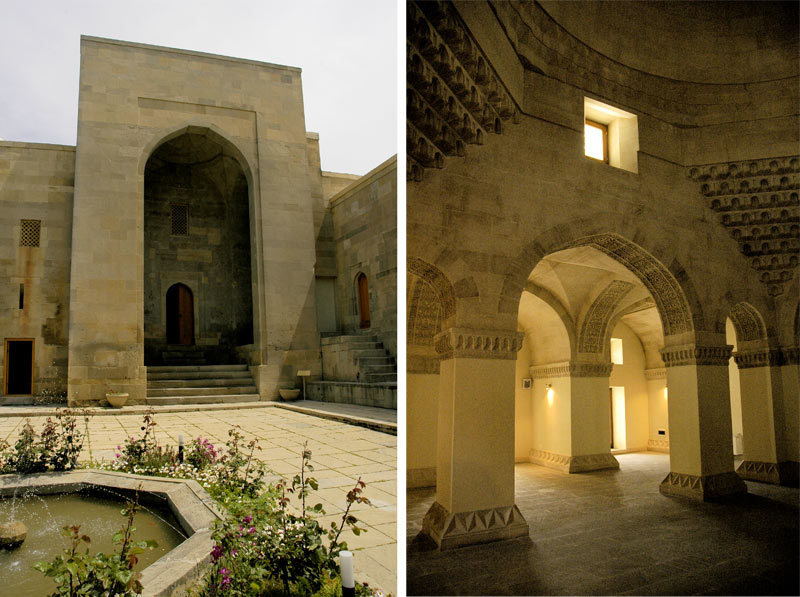 Outside and inside the 15th century Palace of the Shirvanshahs (Baku, Azerbaijan.) Photo credit: Ana Filonov