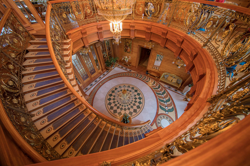 The wood paneling alone on the mansion staircases cost around $200,000 USD. Photo credit: Gary Krosin
