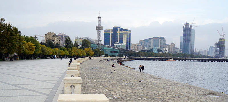 Baku Boulevard, the 100-year-old seafront promenade, is a modern national park. Photo credit: Jake Smith