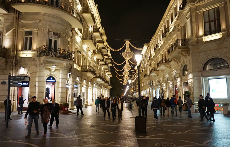A festive summer night stroll through Baku’s Old Town. Photo credit: Jake Smith
