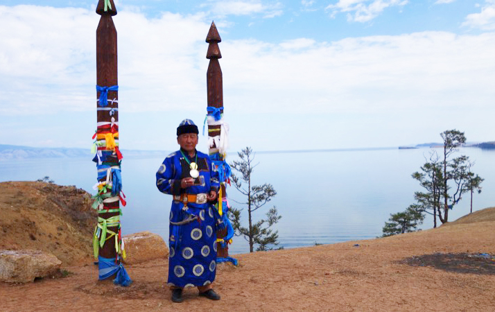 A shaman performs a ritual on Lake Baikal’s Olkhon Island, the heart of shamanism in Siberia. Photo credit: Vladimir Kvashnin