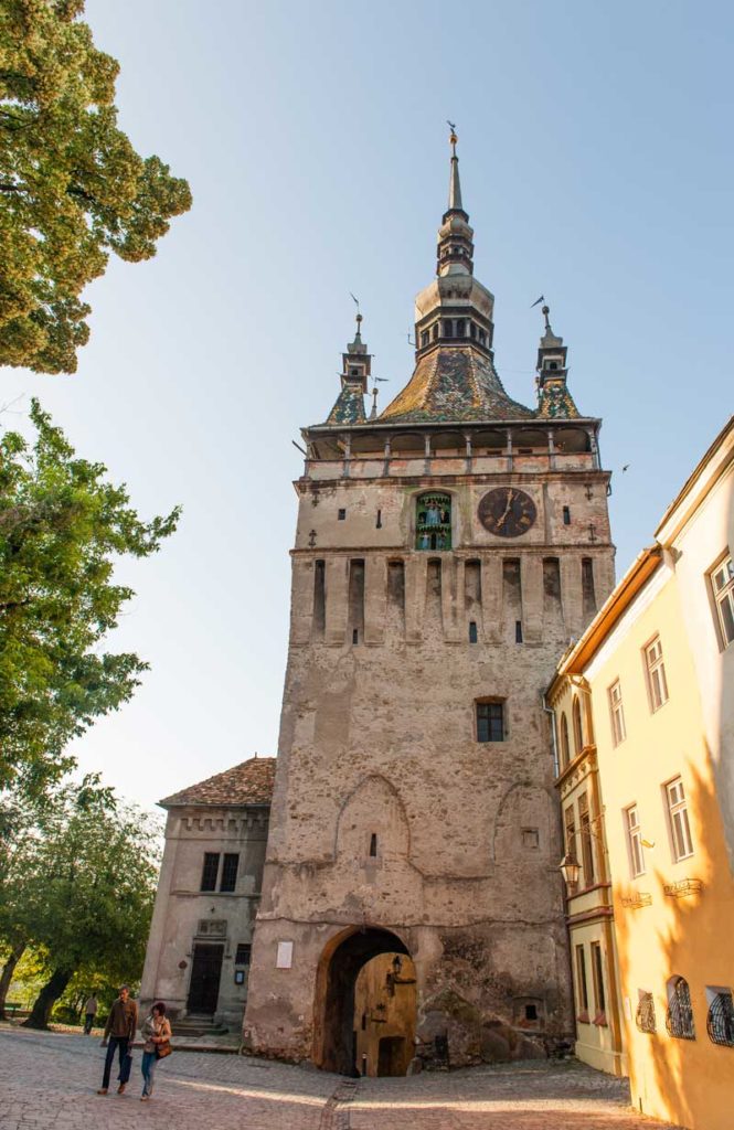 The Clock Tower shows its age on a perfect sunny day in Sighisoara. Photo: David W. Allen