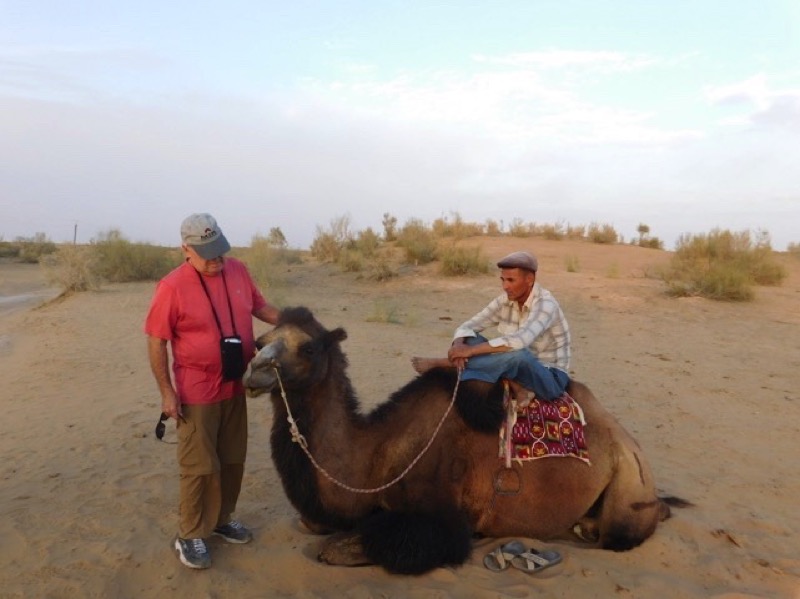 Guests at the yurt camp have the option to take a camel ride in the Kyzyl Kum Desert. Photo credit: Abdu Samadov