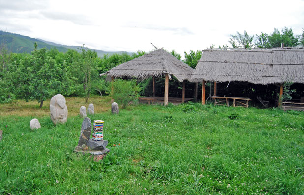 There’s a homey, rural feel to this Chon-Kemin guesthouse, complete with stone bal-bals. Photo credit: Douglas Grimes