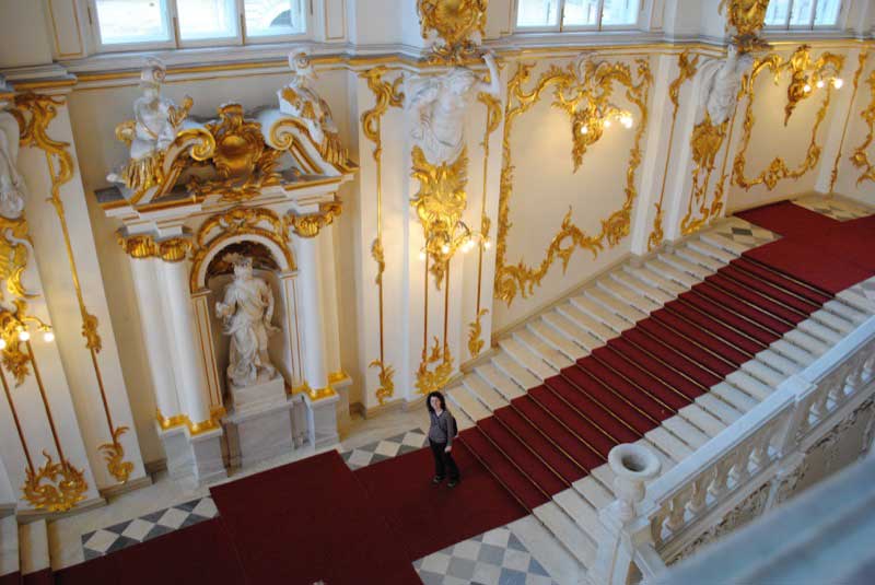 A stop to pose on the Jordon staircase – the start of a rewarding visit to the Hermitage. Photo credit: Jenelle Birnbaum
