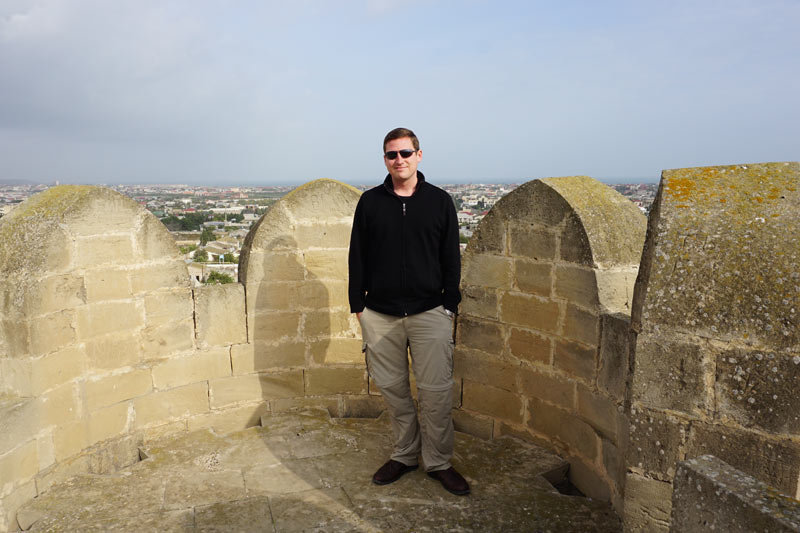 Jake Smith at one of his favorite old watchtowers, Mardakan Fortress, on the Absheron Peninsula near Baku