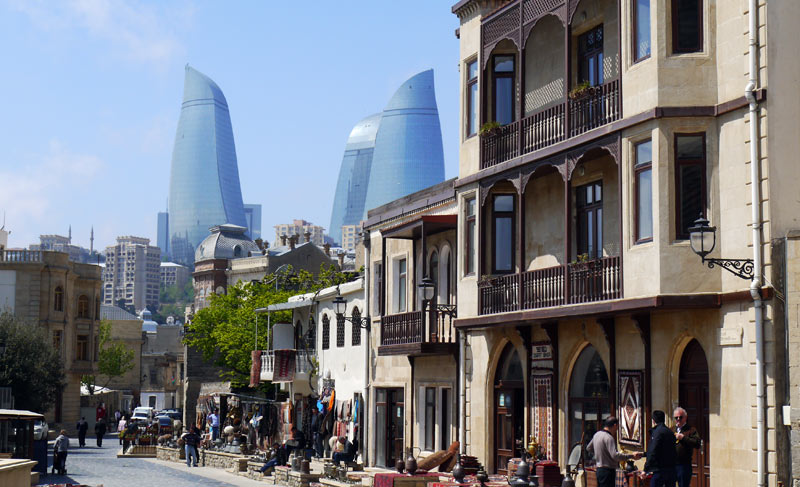 Baku’s Old Town with a backdrop of new modern construction. Photo credit: Martin Klimenta