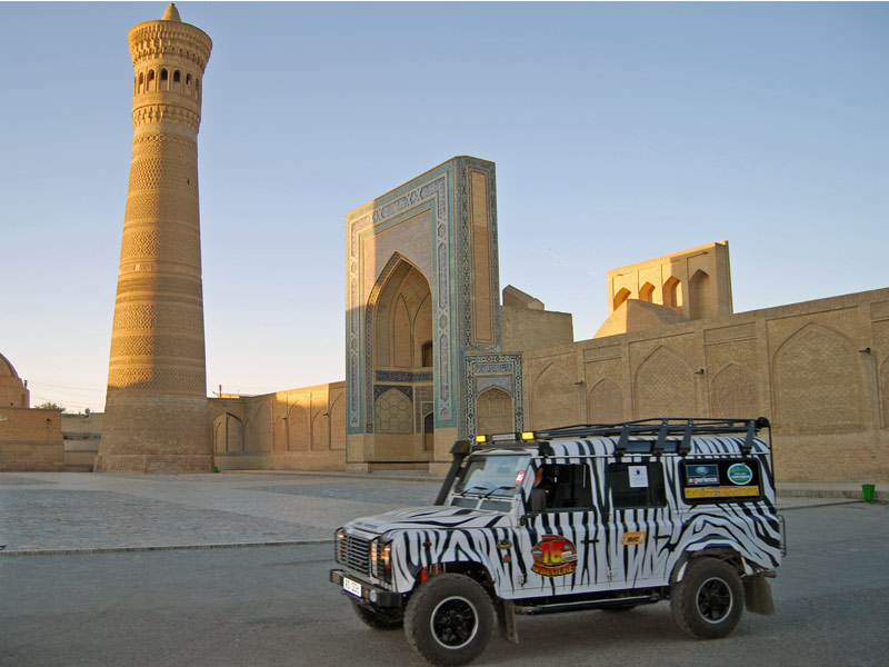 This Land Rover expedition makes a stop in Bukhara, Uzbekistan. Photo credit: Douglas Grimes