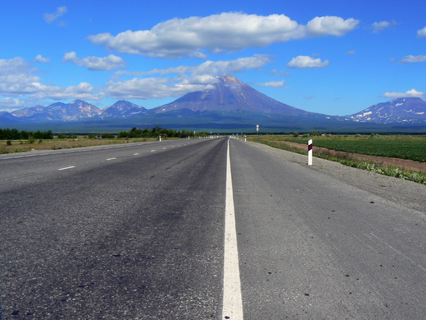 This road leads to volcano country on Russia's Kamchatka Peninsula. Photo credit: Martin Klimenta