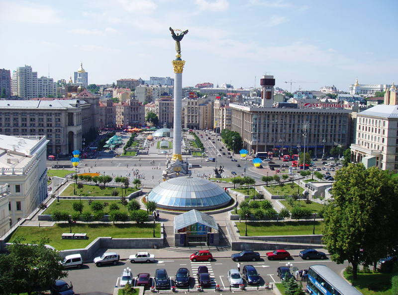 An aerial view of Independence Square in the heart of Kiev. Photo credit: Martin Klimenta