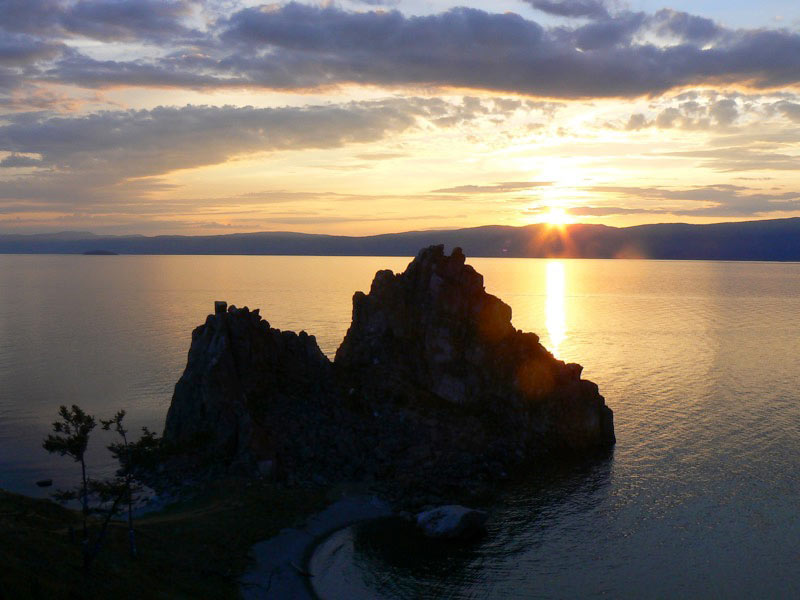 Sunset over Shaman Rock on Olkhon Island in Lake Baikal. Photo credit: Martin Klimenta
