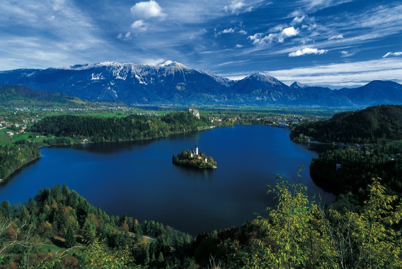 Lake Bled, located in the Julian Alps in northwestern Slovenia. Photo credit: J. Skok / www.slovenia.info