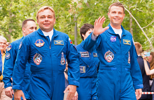 Russian Maksim Surayev and American Gregory Wiseman fly together on a 2014 Soyuz mission to the International Space Station. Photo credit: Christopher Prentiss Michel