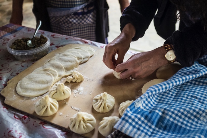 Making juicy Georgian meat dumplings, khinkali. Photo credit: Kees Sprengers