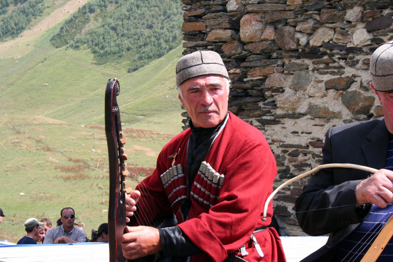 A local singer dons the traditional highland gear of Svaneti.