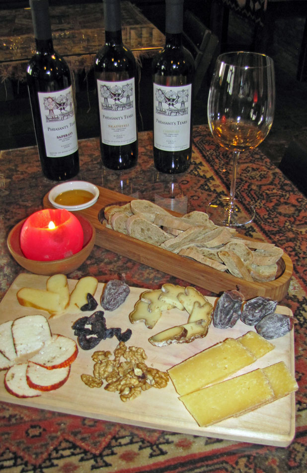 Organic wines pair well with Georgian cheeses at Pheasants' Tears Winery. Photo credit: John Wurdeman